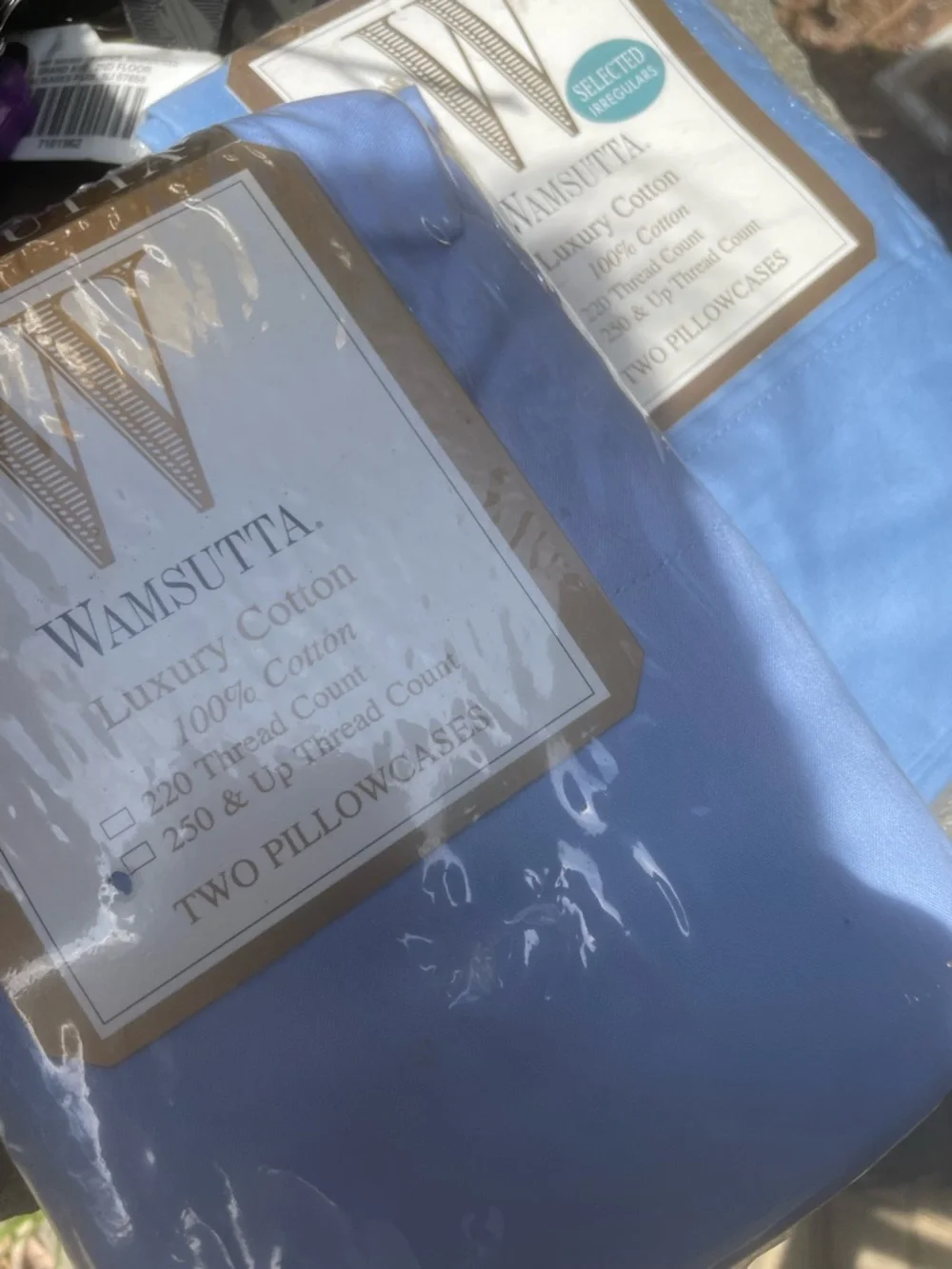 Wamsutta “Old Stock” all cotton standard pillow cases .Denim blue